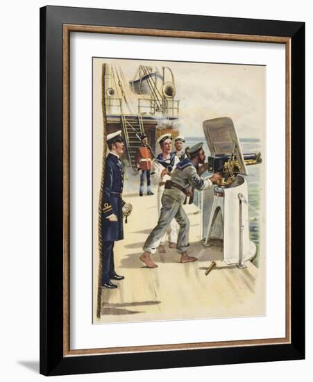 Gun Drill During the Naval Manoeuvres, 1891-Henry Payne-Framed Giclee Print