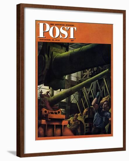 "Gun Factory," Saturday Evening Post Cover, November 18, 1944-Robert Riggs-Framed Giclee Print