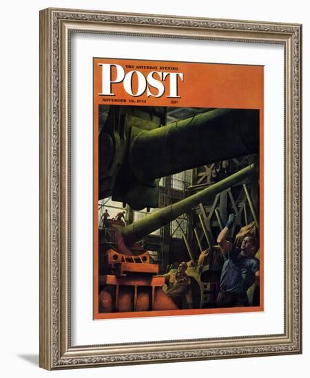 "Gun Factory," Saturday Evening Post Cover, November 18, 1944-Robert Riggs-Framed Giclee Print