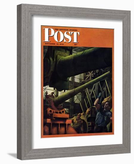 "Gun Factory," Saturday Evening Post Cover, November 18, 1944-Robert Riggs-Framed Giclee Print