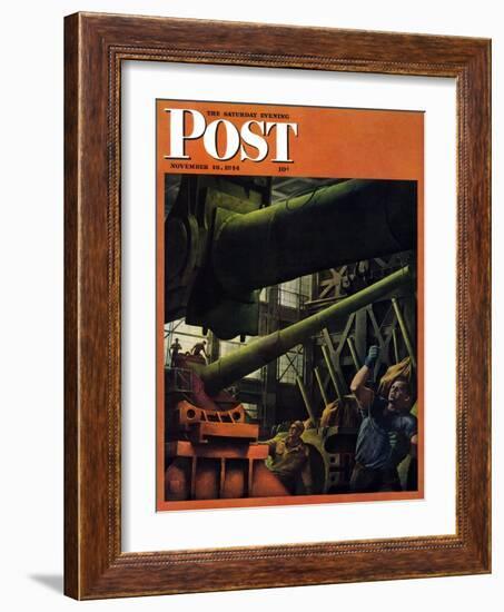 "Gun Factory," Saturday Evening Post Cover, November 18, 1944-Robert Riggs-Framed Giclee Print