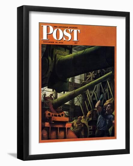 "Gun Factory," Saturday Evening Post Cover, November 18, 1944-Robert Riggs-Framed Giclee Print