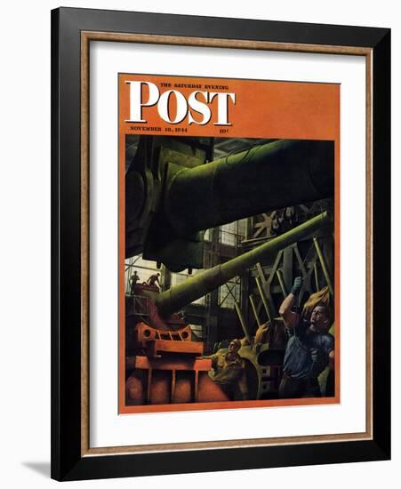 "Gun Factory," Saturday Evening Post Cover, November 18, 1944-Robert Riggs-Framed Giclee Print