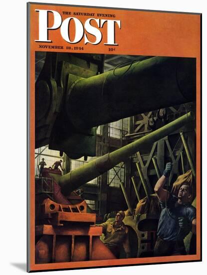 "Gun Factory," Saturday Evening Post Cover, November 18, 1944-Robert Riggs-Mounted Giclee Print
