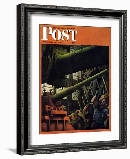 "Gun Factory," Saturday Evening Post Cover, November 18, 1944-Robert Riggs-Framed Giclee Print