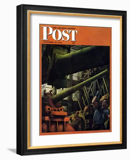 "Gun Factory," Saturday Evening Post Cover, November 18, 1944-Robert Riggs-Framed Giclee Print