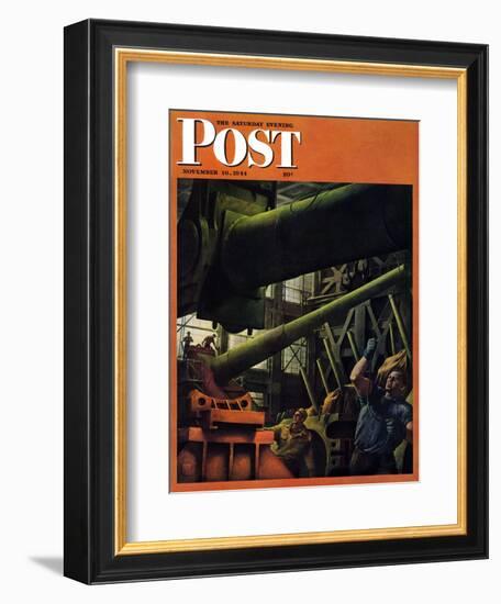 "Gun Factory," Saturday Evening Post Cover, November 18, 1944-Robert Riggs-Framed Giclee Print