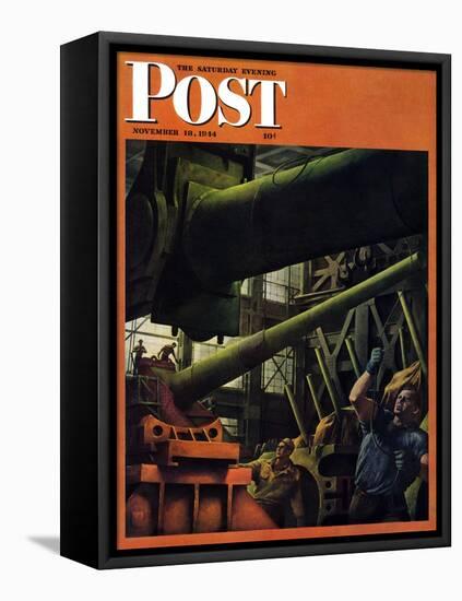 "Gun Factory," Saturday Evening Post Cover, November 18, 1944-Robert Riggs-Framed Premier Image Canvas