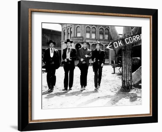 Gunfight at the O.K. Corral, Kirk Douglas, Burt Lancaster, John Hudson, Deforest Kelley, 1957-null-Framed Photo