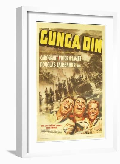 Gunga Din, Cary Grant, Victor McLaglen, Douglas Fairbanks Jr., 1939, poster art-null-Framed Premium Giclee Print