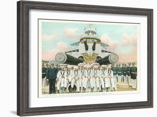 Guns and Gunners of USS Battleship Kentucky-null-Framed Art Print