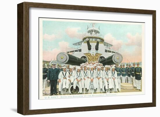 Guns and Gunners of USS Battleship Kentucky-null-Framed Art Print