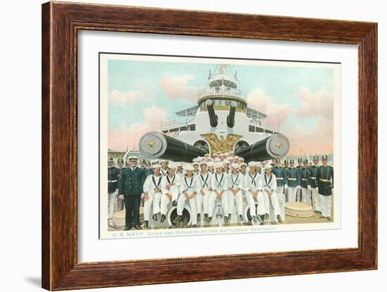 Guns and Gunners of USS Battleship Kentucky-null-Framed Art Print