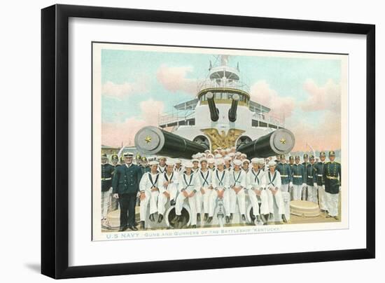 Guns and Gunners of USS Battleship Kentucky-null-Framed Art Print