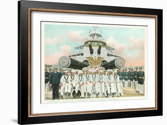 Guns and Gunners of USS Battleship Kentucky-null-Framed Art Print