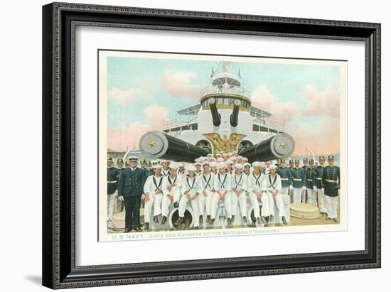 Guns and Gunners of USS Battleship Kentucky-null-Framed Art Print