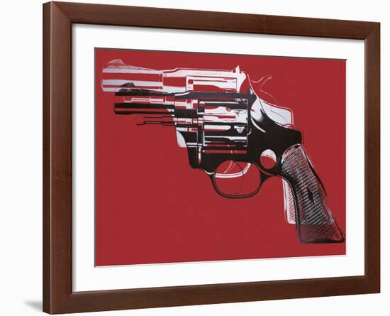 Guns, c. 1981-82 (white and black on red)-Andy Warhol-Framed Art Print