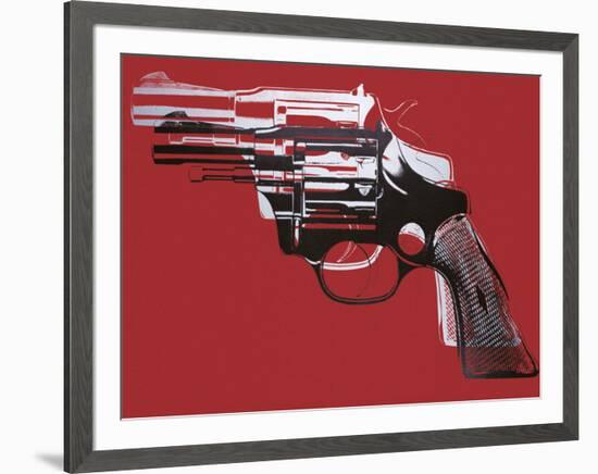 Guns, c. 1981-82 (white and black on red)-Andy Warhol-Framed Art Print
