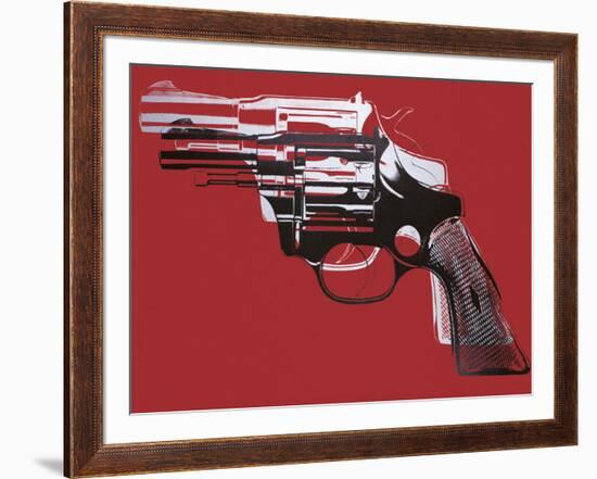 Guns, c. 1981-82 (white and black on red)-Andy Warhol-Framed Art Print