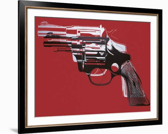 Guns, c. 1981-82 (white and black on red)-Andy Warhol-Framed Art Print