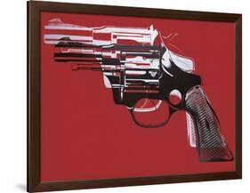Guns, c. 1981-82 (white and black on red)-Andy Warhol-Framed Art Print