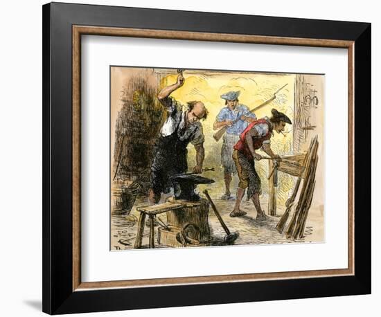 Gunsmiths Forging Muskets for the Minutemen Before the American Revolution, c.1770-null-Framed Premium Giclee Print