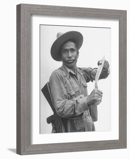 Gurkha Demonstrating the Use of Knives-Jack Birns-Framed Photographic Print