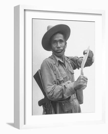 Gurkha Demonstrating the Use of Knives-Jack Birns-Framed Photographic Print