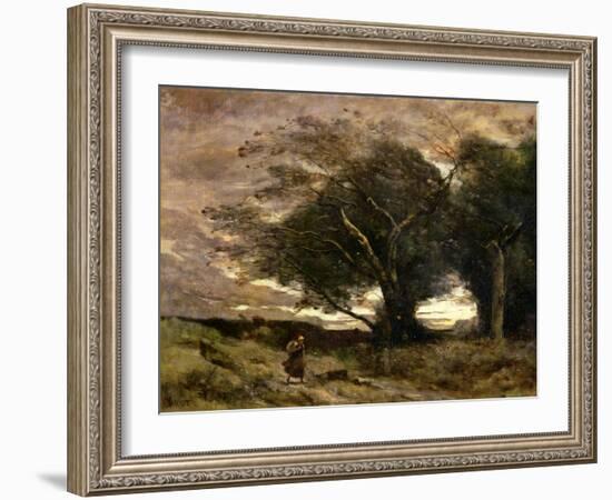 Gust of Wind, 1866-Jean-Baptiste-Camille Corot-Framed Giclee Print