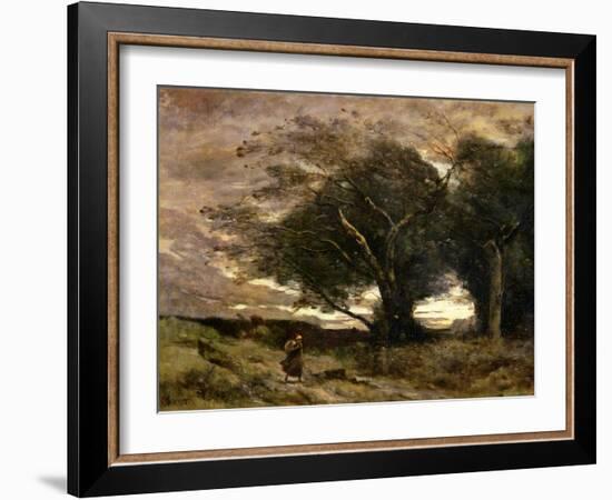 Gust of Wind, 1866-Jean-Baptiste-Camille Corot-Framed Giclee Print