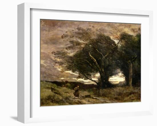 Gust of Wind, 1866-Jean-Baptiste-Camille Corot-Framed Giclee Print