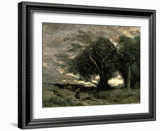 Gust of Wind-Jean-Baptiste-Camille Corot-Framed Art Print