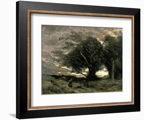 Gust of Wind-Jean-Baptiste-Camille Corot-Framed Art Print