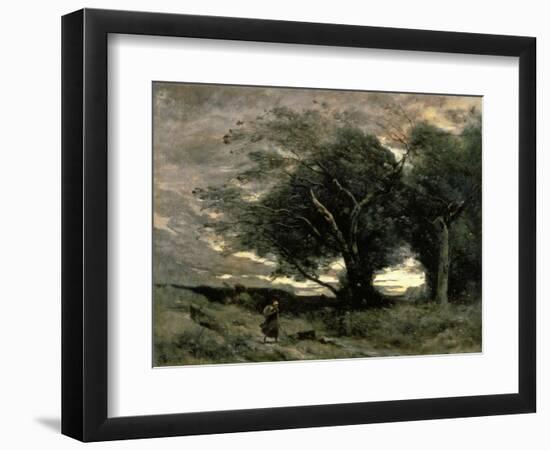 Gust of Wind-Jean-Baptiste-Camille Corot-Framed Art Print