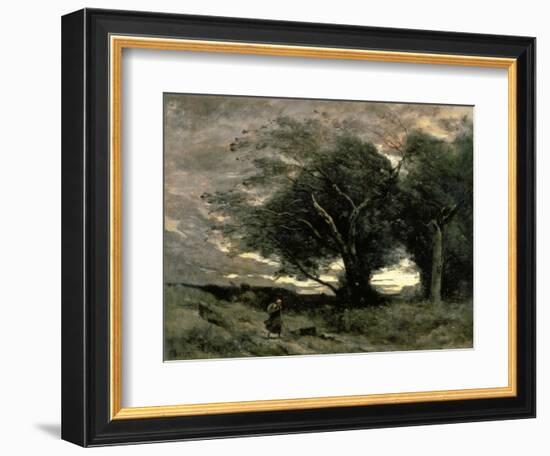 Gust of Wind-Jean-Baptiste-Camille Corot-Framed Art Print