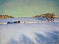 A Sleigh in a Snowbound Landscape-Gustaf Ankarcrona-Framed Premier Image Canvas