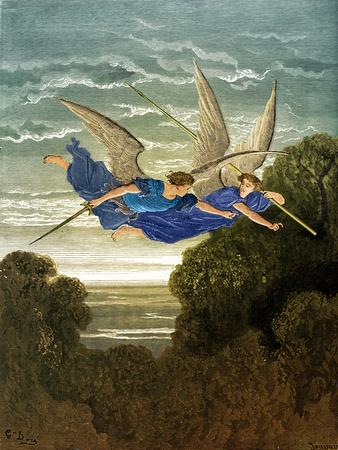 Paradise Lost: Ithuriel and Zephon, by Doré' Giclee Print