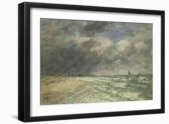 Gusty Weather over the Sea, Deauville, 1895-Eugene Louis Boudin-Framed Giclee Print