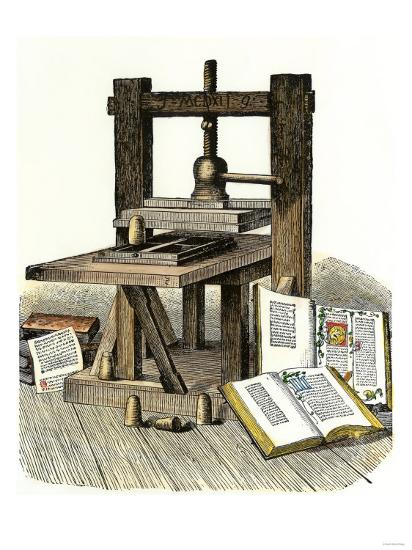 Gutenberg's Printing Press, Mainz, Germany, 1450s Giclee ...