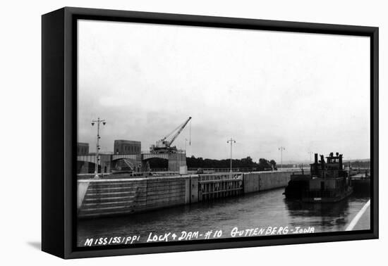 Guttenberg, Iowa - Mississippi Lock and Dam-Lantern Press-Framed Stretched Canvas