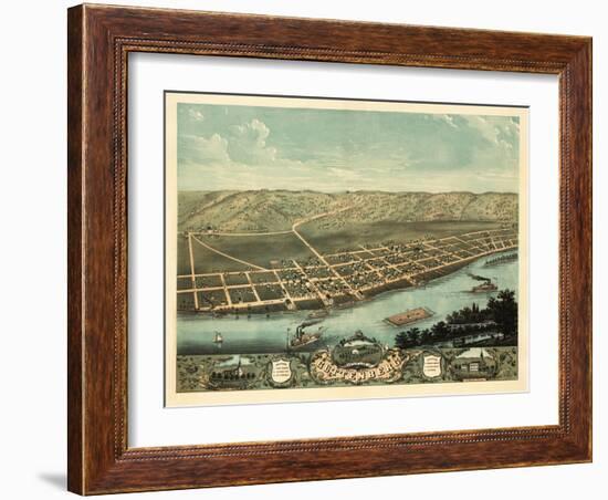 Guttenberg, Iowa - Panoramic Map-Lantern Press-Framed Art Print