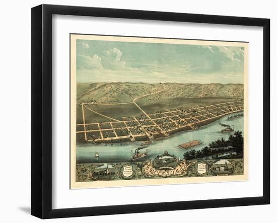 Guttenberg, Iowa - Panoramic Map-Lantern Press-Framed Art Print