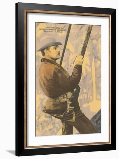 Gutzon Borglum on Mt. Rushmore-null-Framed Art Print