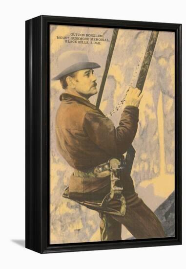 Gutzon Borglum on Mt. Rushmore-null-Framed Stretched Canvas