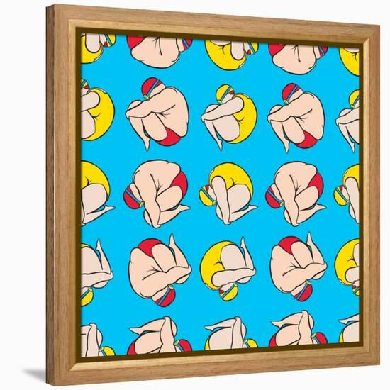 Guy And Girl Diving Pattern-Praneat-Framed Stretched Canvas