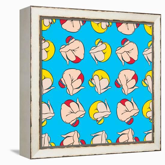 Guy And Girl Diving Pattern-Praneat-Framed Stretched Canvas