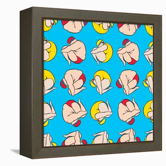 Guy And Girl Diving Pattern-Praneat-Framed Stretched Canvas