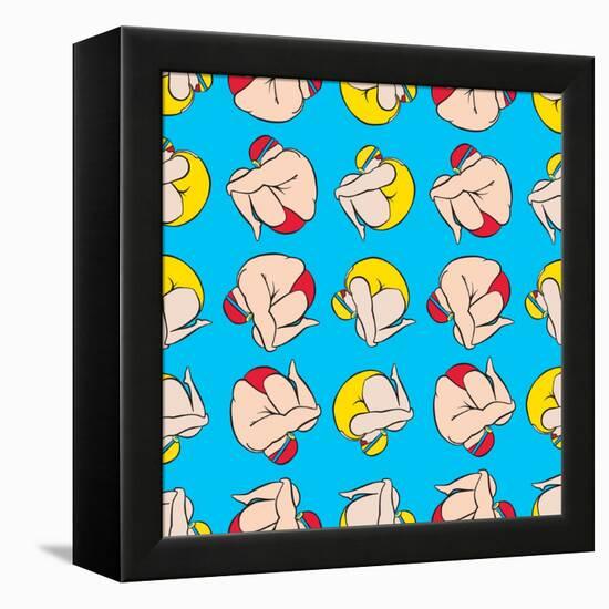 Guy And Girl Diving Pattern-Praneat-Framed Stretched Canvas