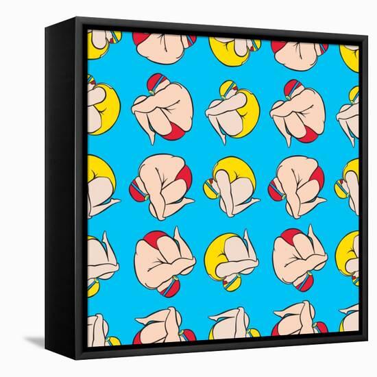 Guy And Girl Diving Pattern-Praneat-Framed Stretched Canvas