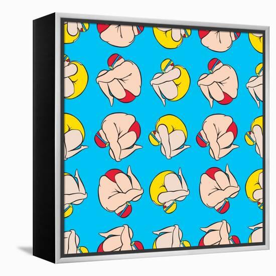 Guy And Girl Diving Pattern-Praneat-Framed Stretched Canvas